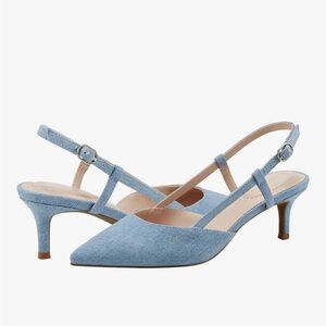 Bandolino Light Blue Slingback Kitten Heel Pumps